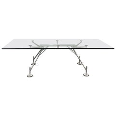 Used Norman Foster Chromed Metal and Glass Nomos Dining Table for Tecno, Italy, 1986