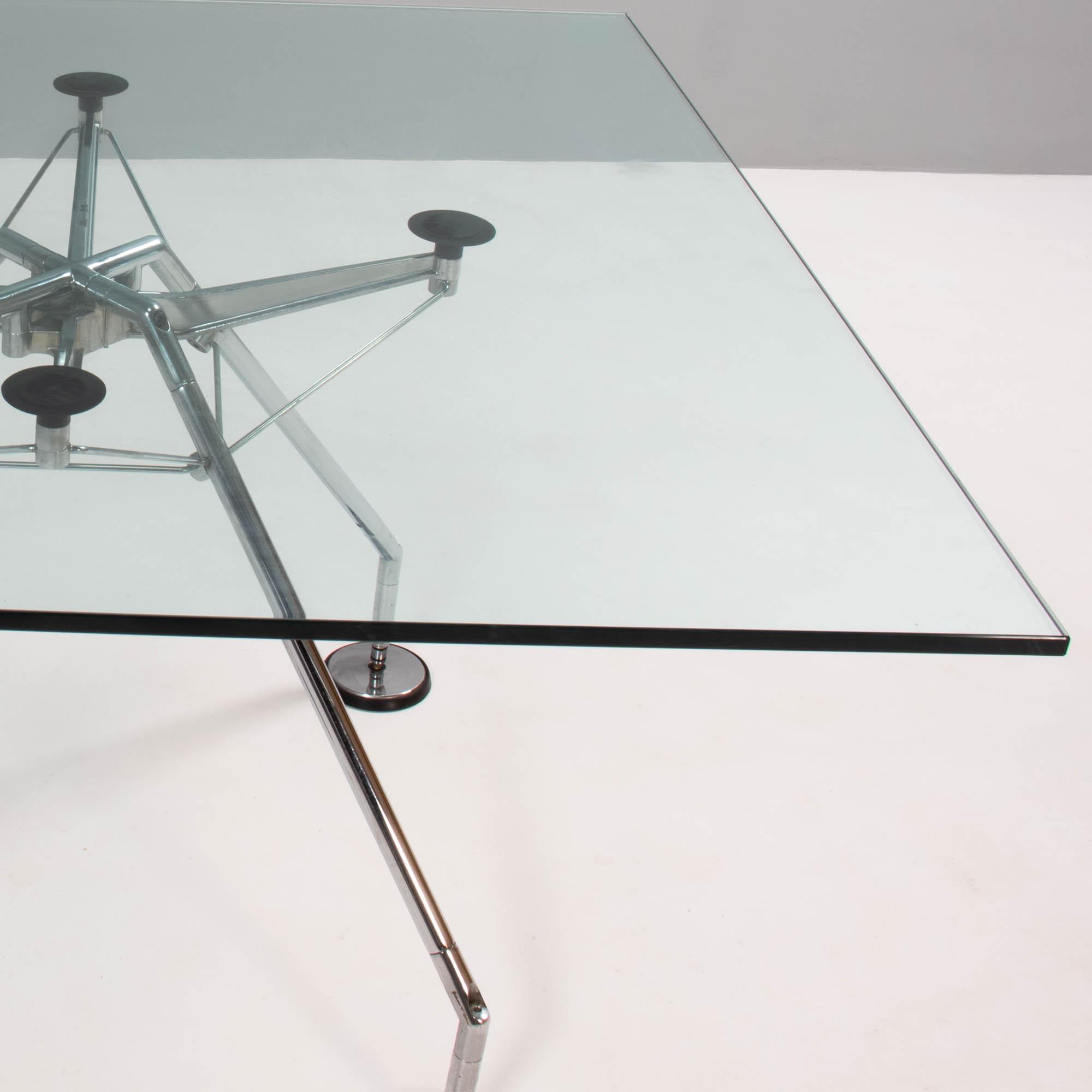 Italian Norman Foster for Tecno Nomos Square Glass Table, 1980s