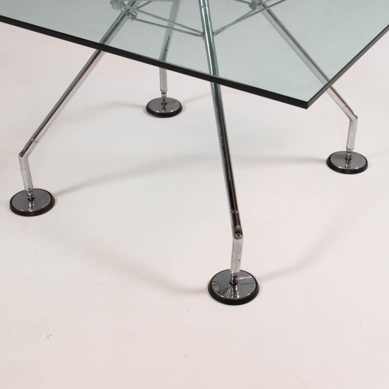 Late 20th Century Norman Foster for Tecno Nomos Square Glass Table, 1980s For Sale