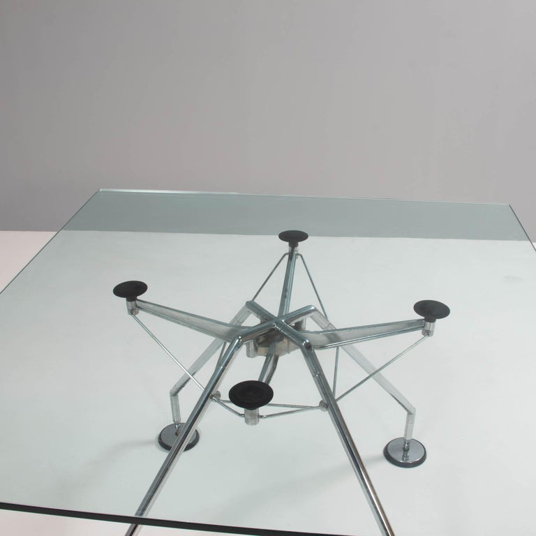 Norman Foster for Tecno Nomos Square Glass Table, 1980s For Sale 1
