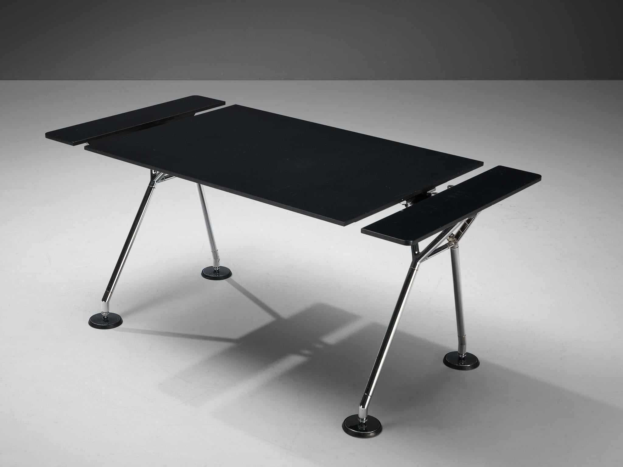 Norman Foster for Tecno Pair of ‘Nomos’ Writing Desk in Wood and Chromed Steel 5