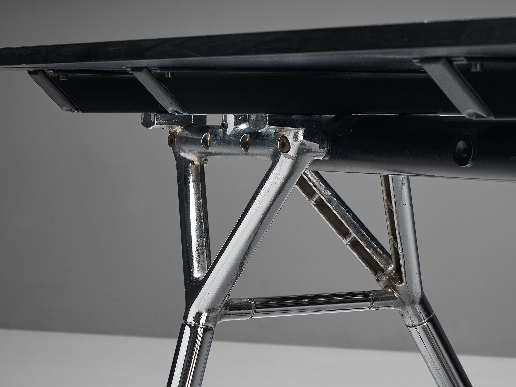 Norman Foster for Tecno Pair of ‘Nomos’ Writing Desk in Wood and Chromed Steel 7