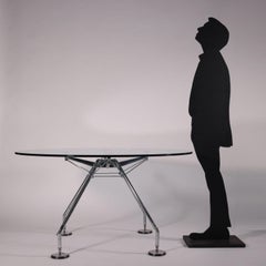 Norman Foster Table Chromed Metal Glass, 1990s