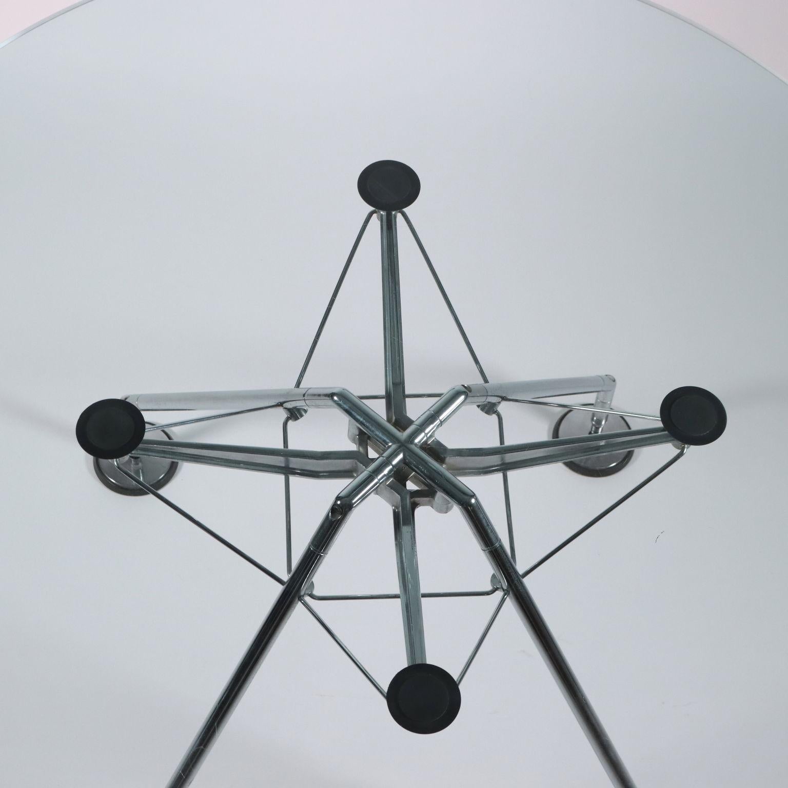 Norman Foster Table Chromed Metal Glass, 1990s 1