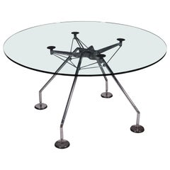 Norman Foster Table Chromed Metal Glass, 1990s