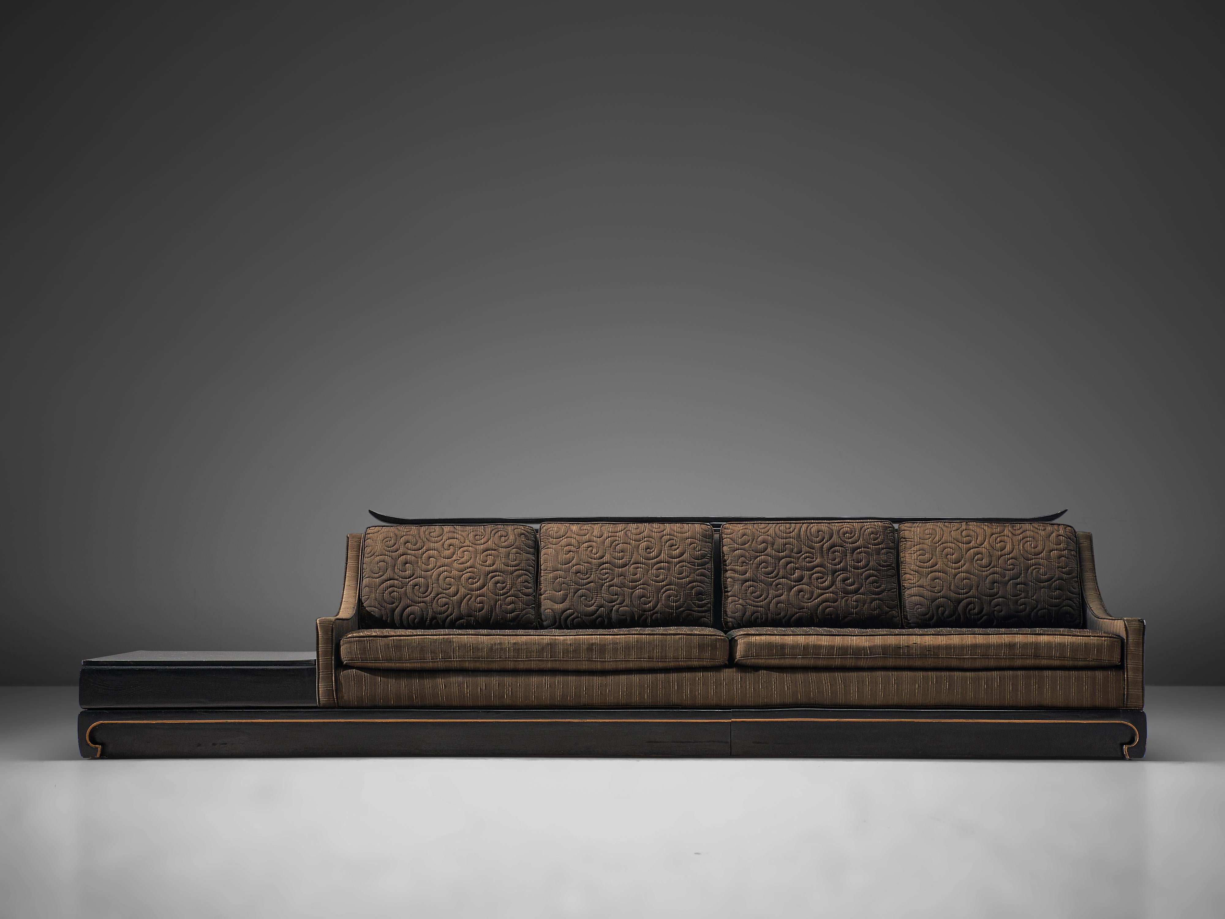 American Norman Fox Macgregor Large Platform Sofa in Structured Brown Upholstery