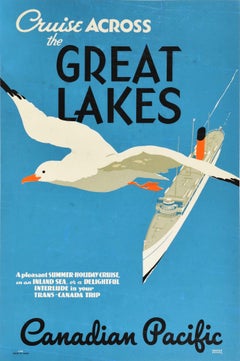 Original Vintage Travel Advertising Poster Cruise Across The Great Lakes Canada
