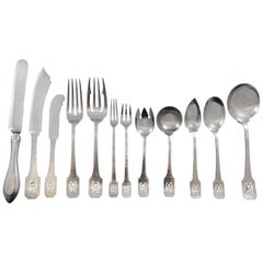 Set di posate in argento massiccio Norman Hammered by Shreve 77 pezzi M Monogram
