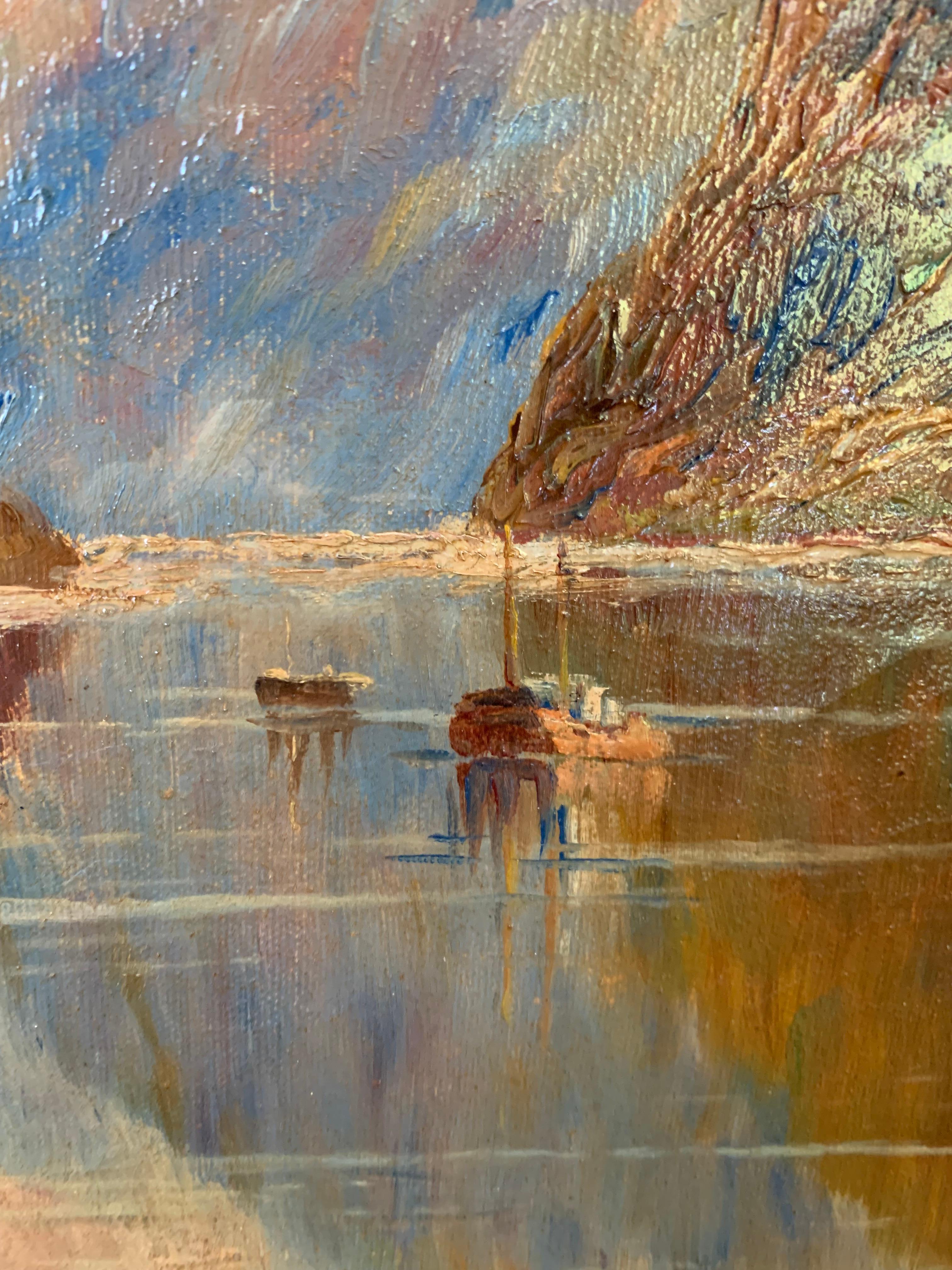 'Jossing Fjord' by Norman Harper, Oil on Canvas For Sale 2