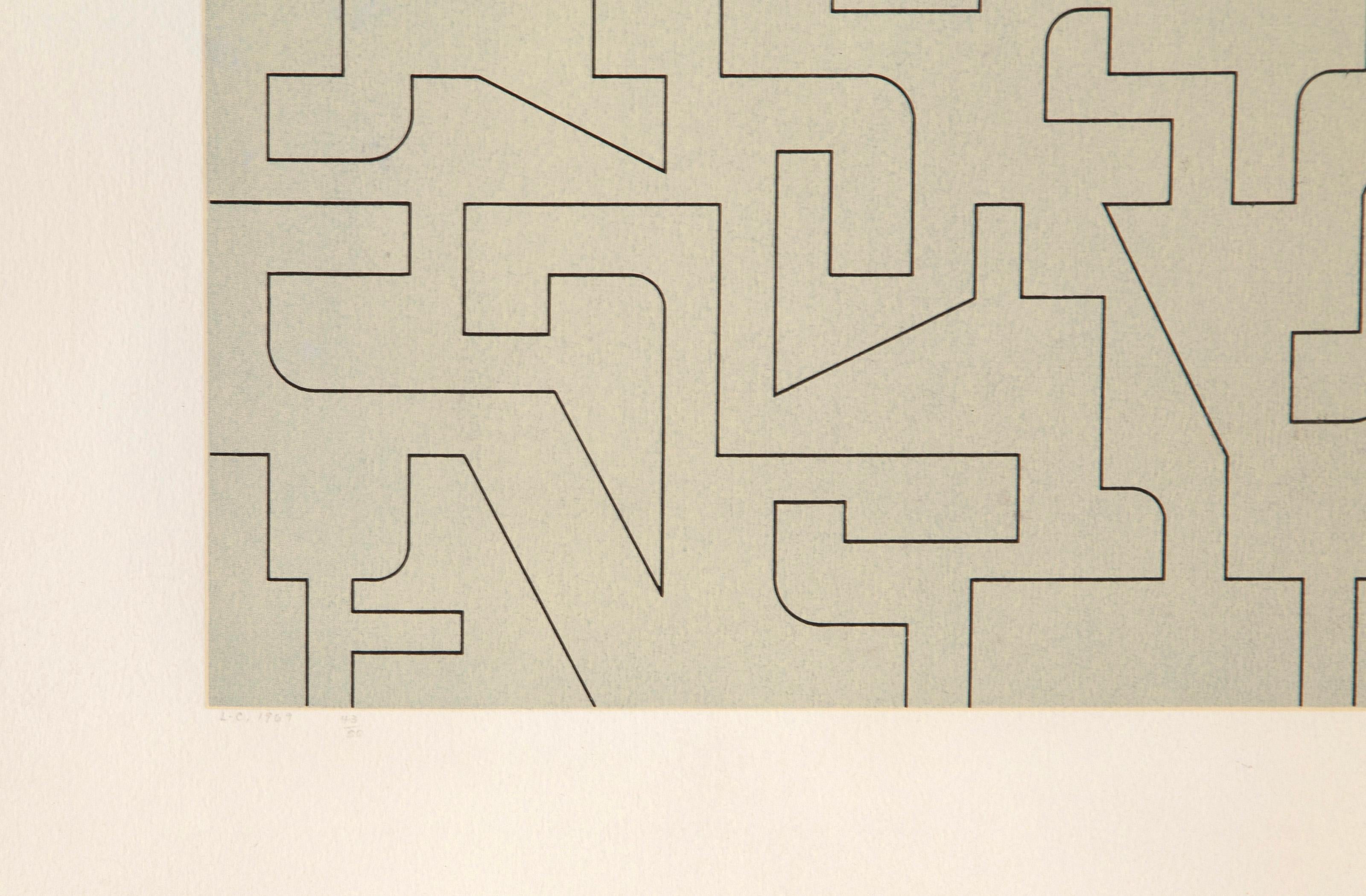 L.C., Abstract Geometric Screen Print by Norman Ives 1