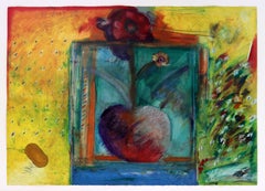 Norman Laliberte Bright Expressive Modern Abstract Mixed Media Framed