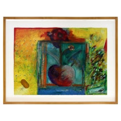 Norman Laliberte Bright Expressive Modern Abstract Mixed Media Framed