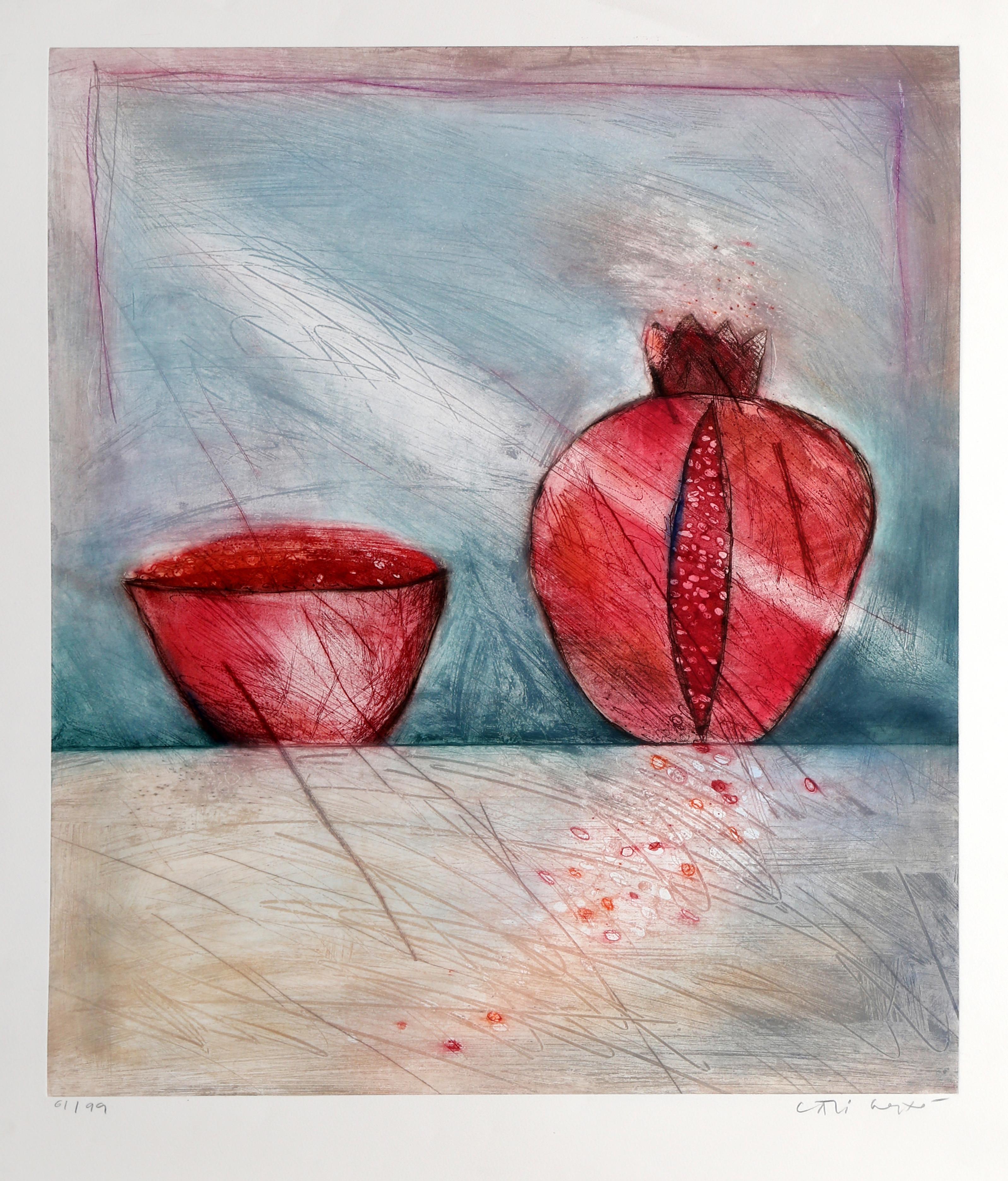 Norman Laliberté Still-Life Print - Pomegranate, Etching by Norman Laliberte