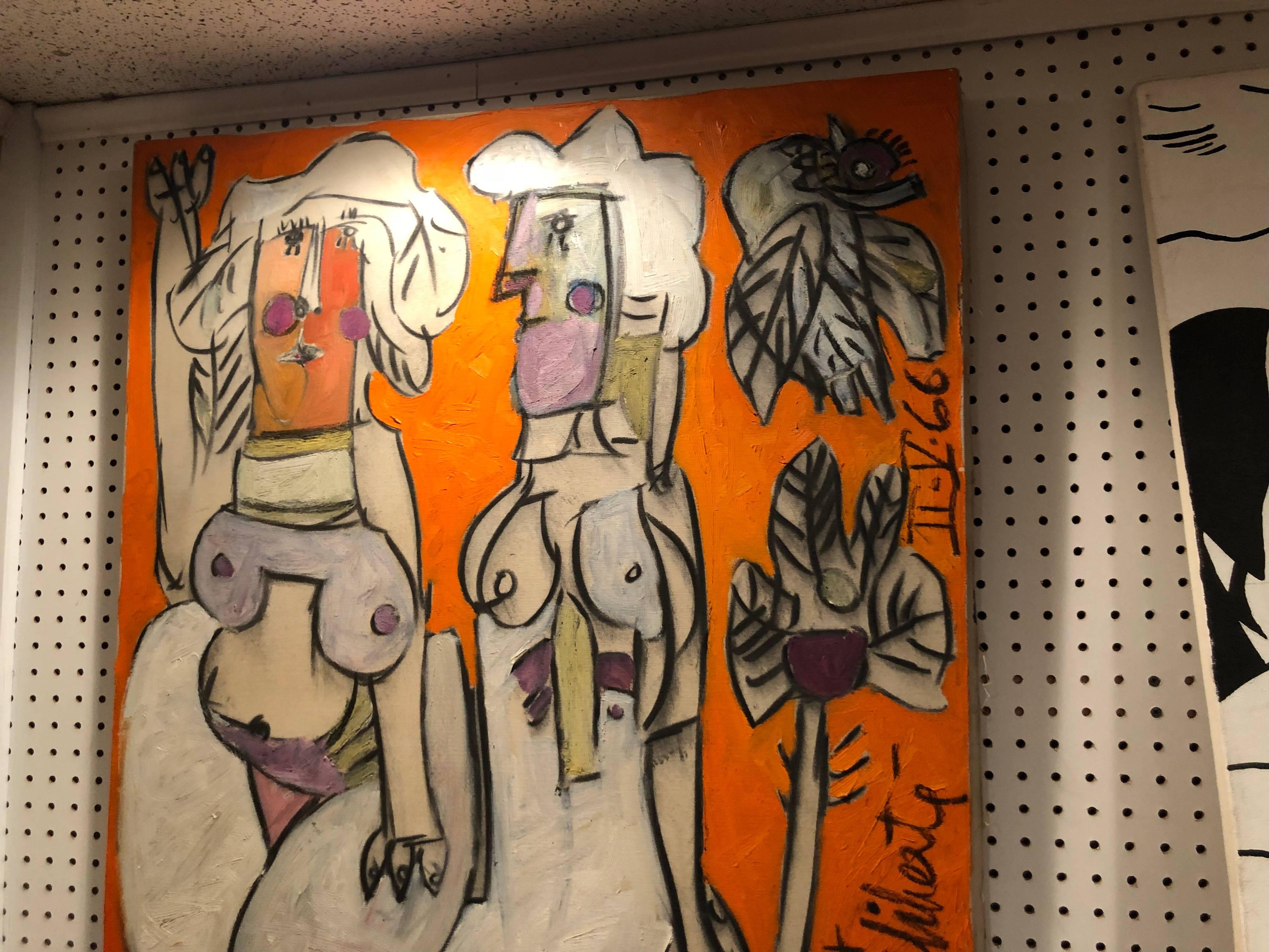 Norman Lalibertes „Hommage an Picasso“ Original signiertes Gemälde in Öl auf Leinwand (amerikanisch) im Angebot