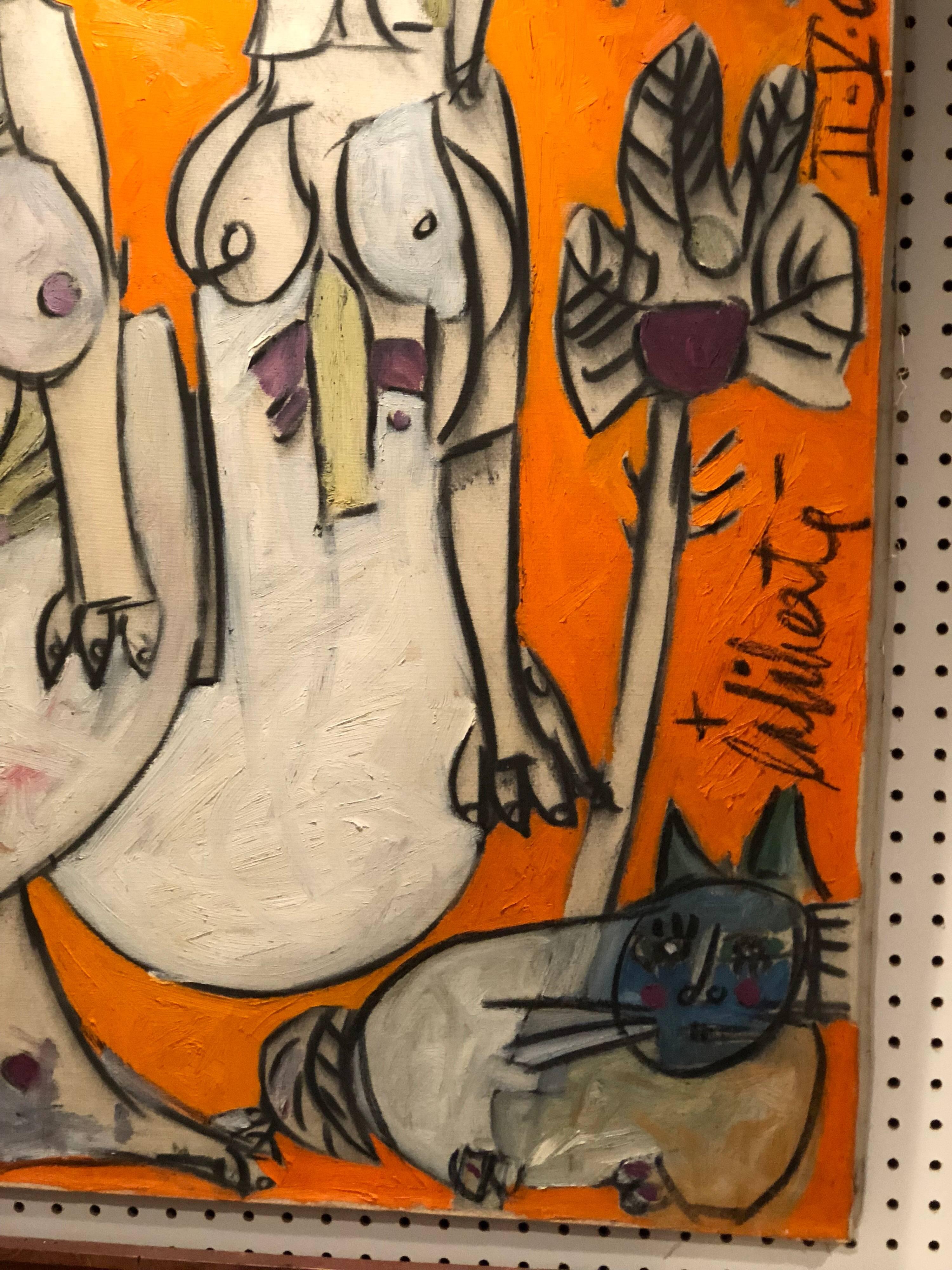 Huile sur toile originale signée « Hommage to Picasso » de Norman Laliberte en vente 1
