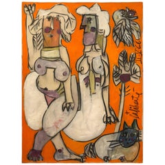 Norman Laliberte's “Hommage to Picasso” Original Signed Oil on Canvas Painting