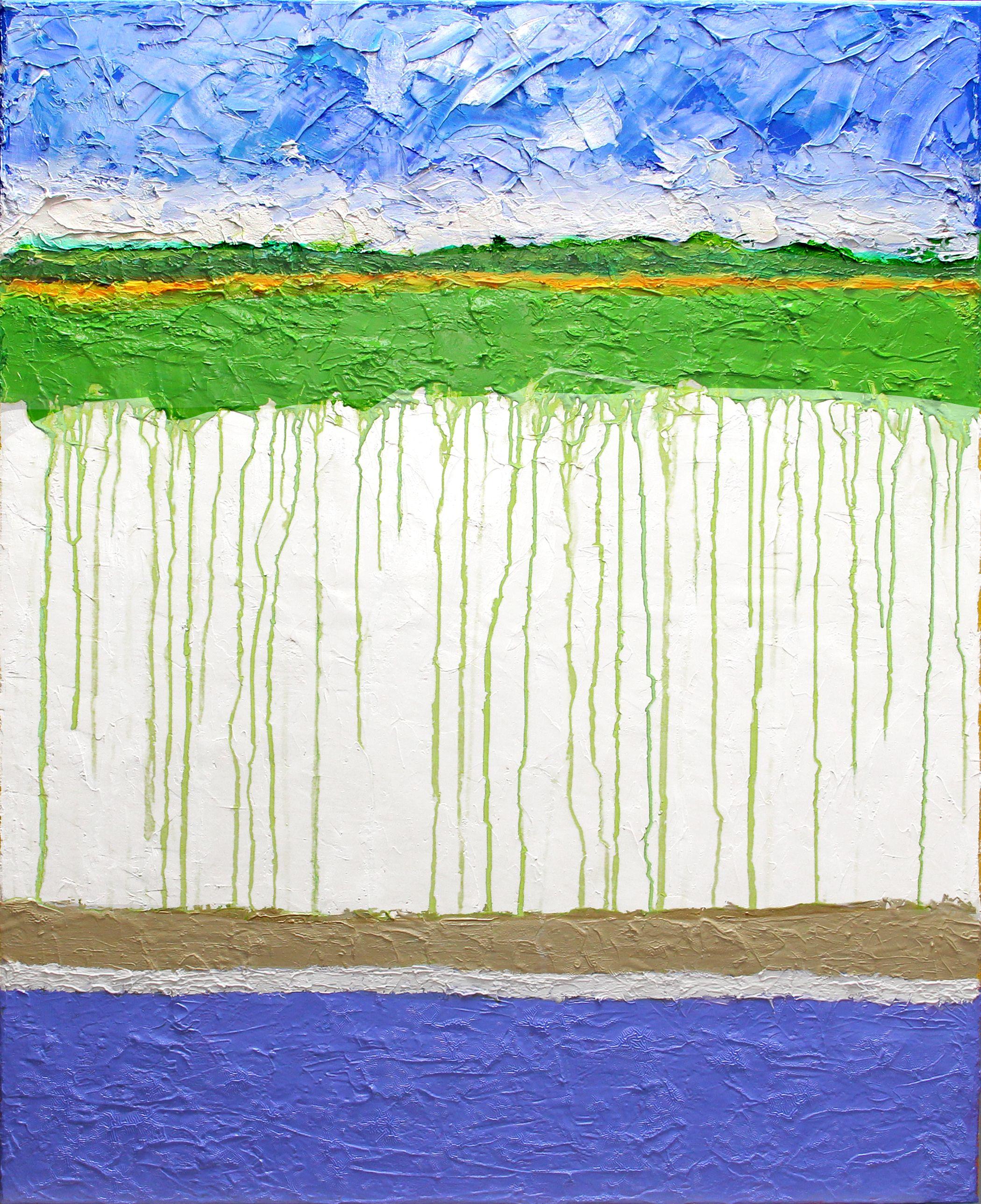Abstract Painting de Norman Lerner - Ríos verdes, Pintura, Óleo sobre lienzo