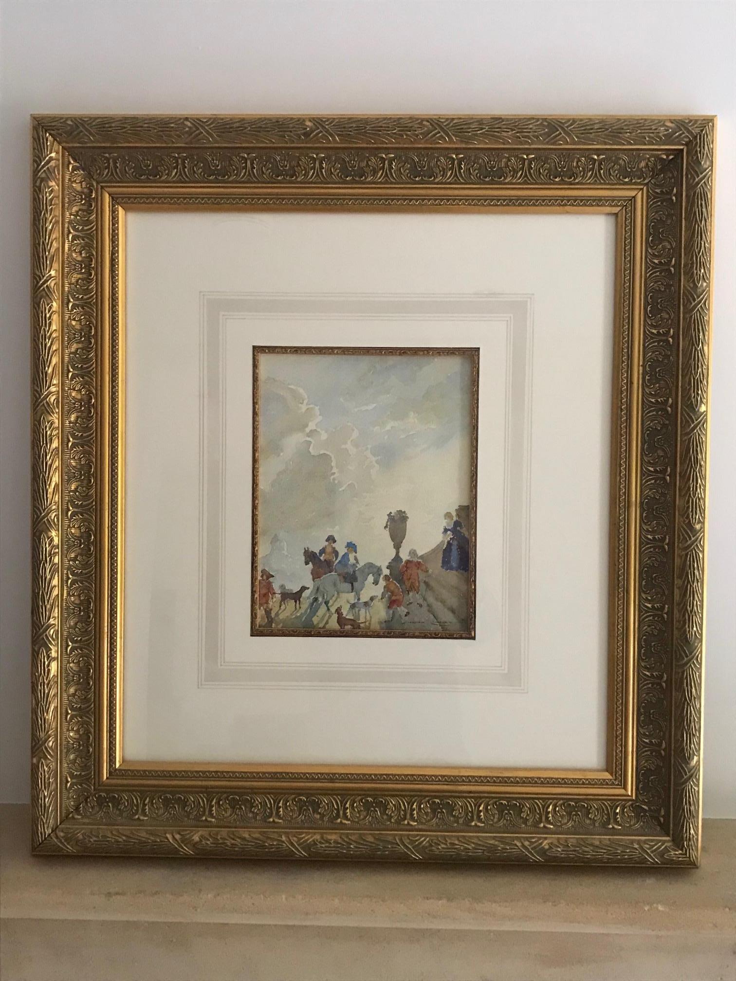 The Castle, Signed Watercolour painting by Norman Lindsey - Impressionist Painting by Norman Lindsay