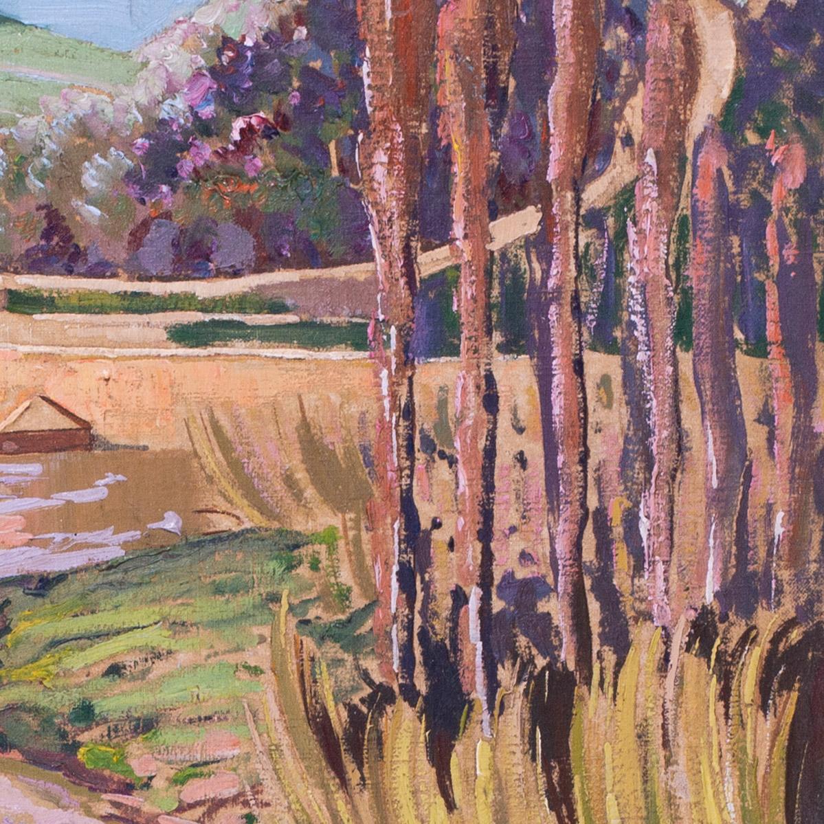 Peinture à l'huile australienne du 20e siècle représentant des personnages sur une piste de rivière, Norman Lloyd en vente 5