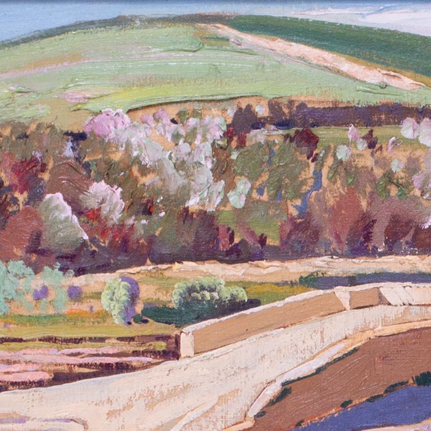 Peinture à l'huile australienne du 20e siècle représentant des personnages sur une piste de rivière, Norman Lloyd en vente 6