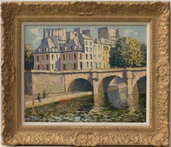 Le Pont Neuf, Paris Oil Painting, Framed, 20th Century Landscape Art