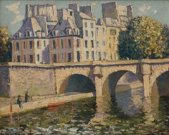 Le Pont Neuf, Paris Oil Painting, Framed, 20th Century Landscape Art