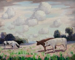 Norman Lloyd (1894-1983) - Gerahmtes Ölgemälde des 20. Jahrhunderts, Kühe in einer Pasture