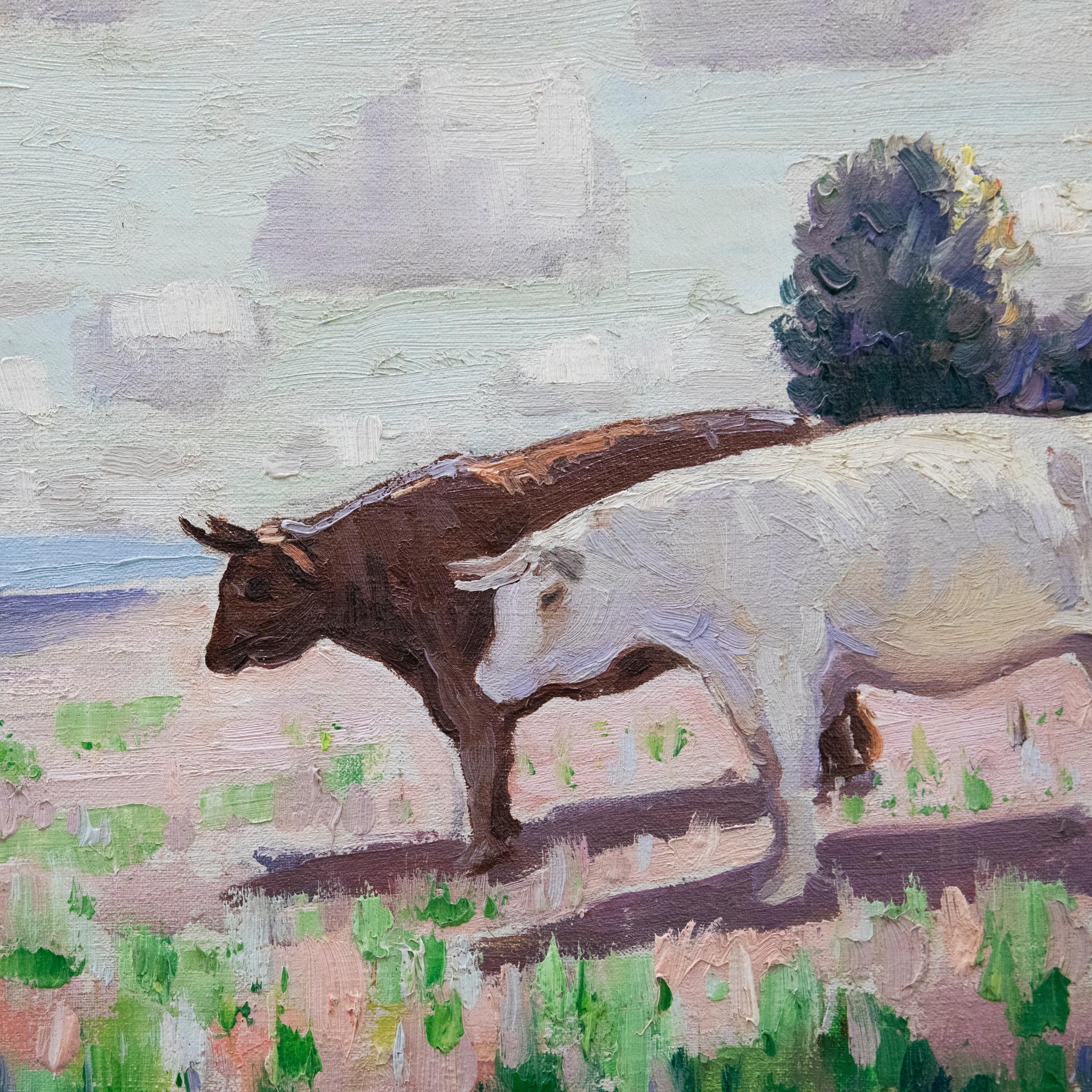 Norman Lloyd (1894-1983) - Framed 20th Century Oil, Cows in a Pasture For Sale 3