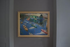 Summer on the Seine, Mid 20th Century Art Deco Oil