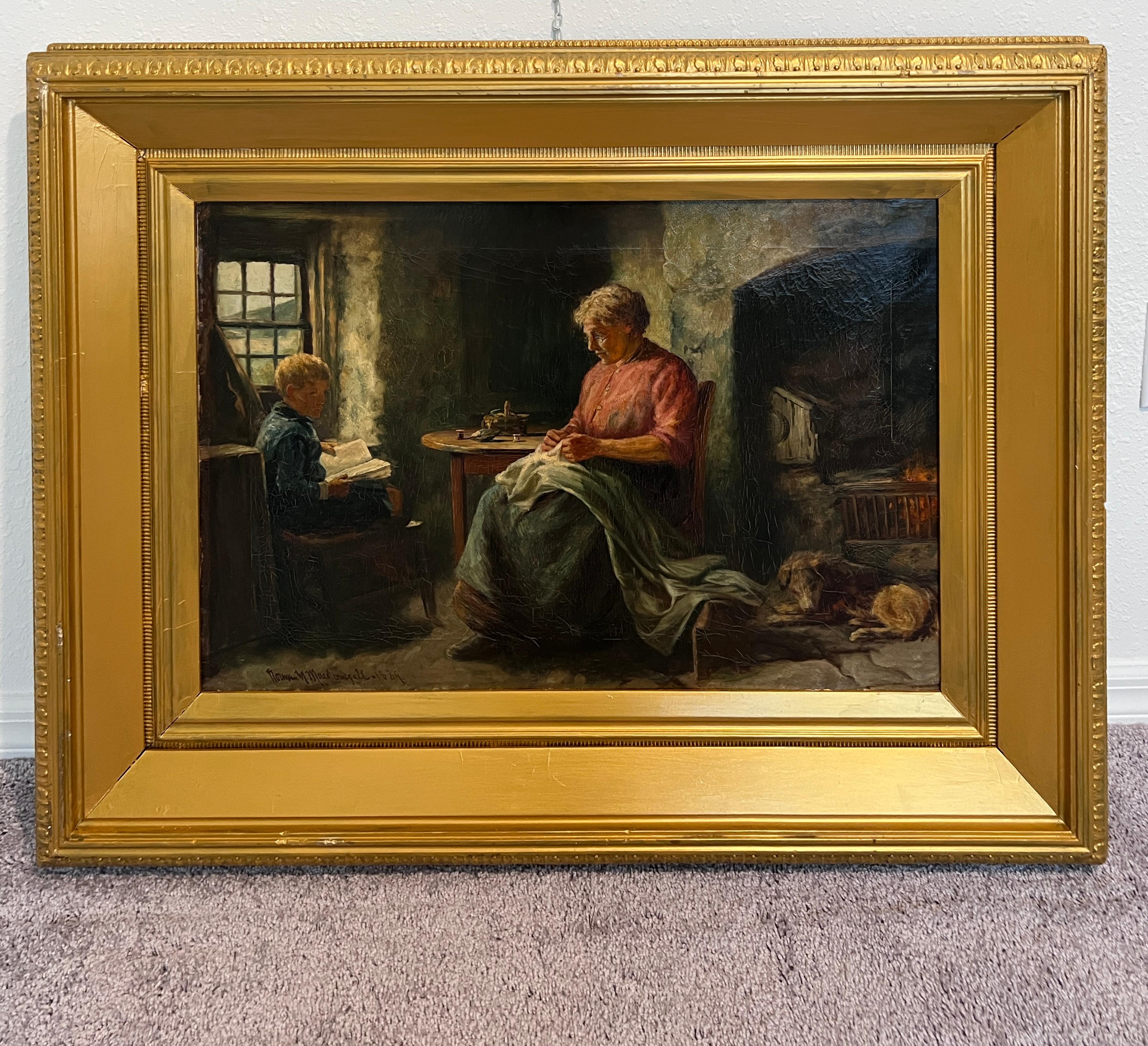 1889 Antikes Genre-O/C-Gemälde des schottischen Künstlers Norman M. Macdougall (1852-1939) im Angebot 1