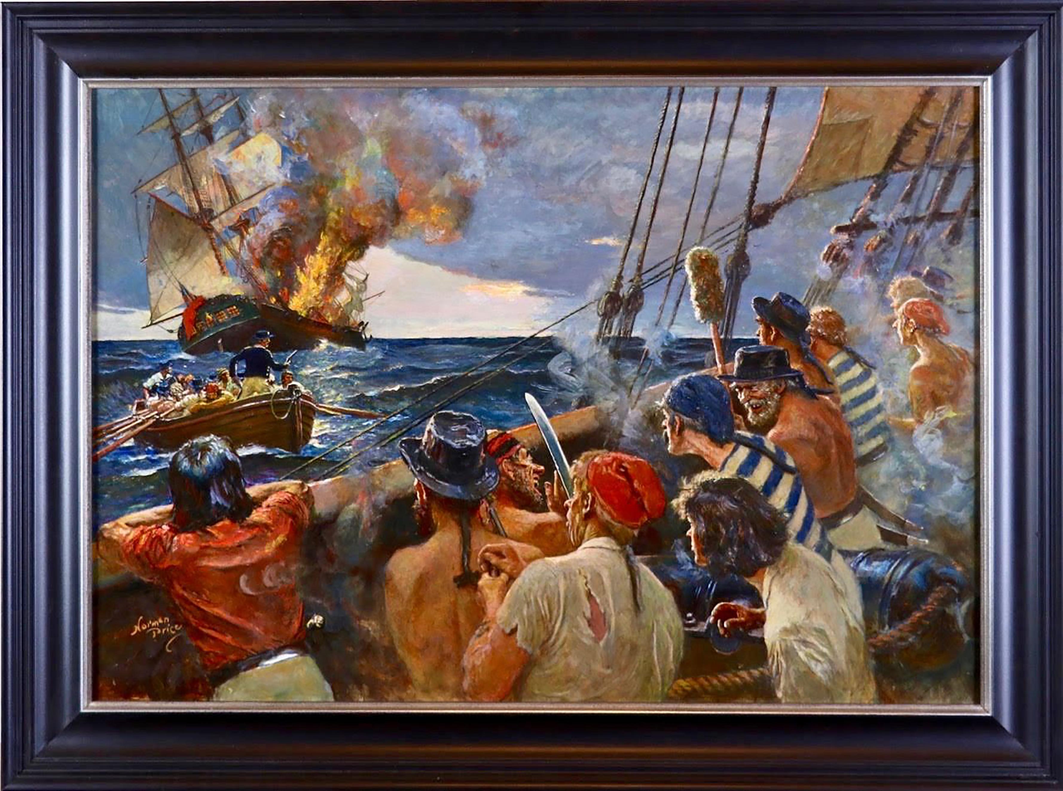 Pirates Destroying Ship - Painting by Norman Price