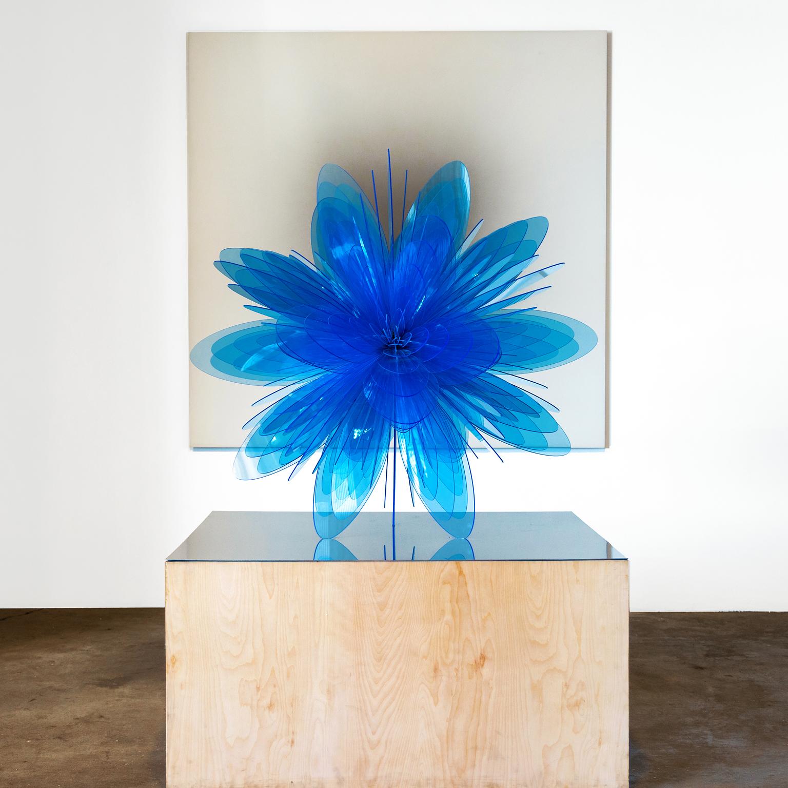"Bloom No. 1" from the Bloom Series, Abstract, Organic Sculpture in Blue Acrylic