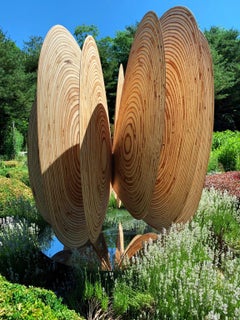 "effet papillon", grande sculpture abstraite en bois