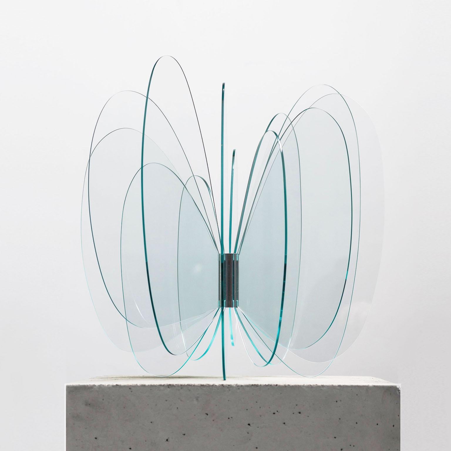 Norman Mooney Abstract Sculpture - "Butterfly Effect No. 3", Organic, Abstract Glass Sculpture, Tabletop Size