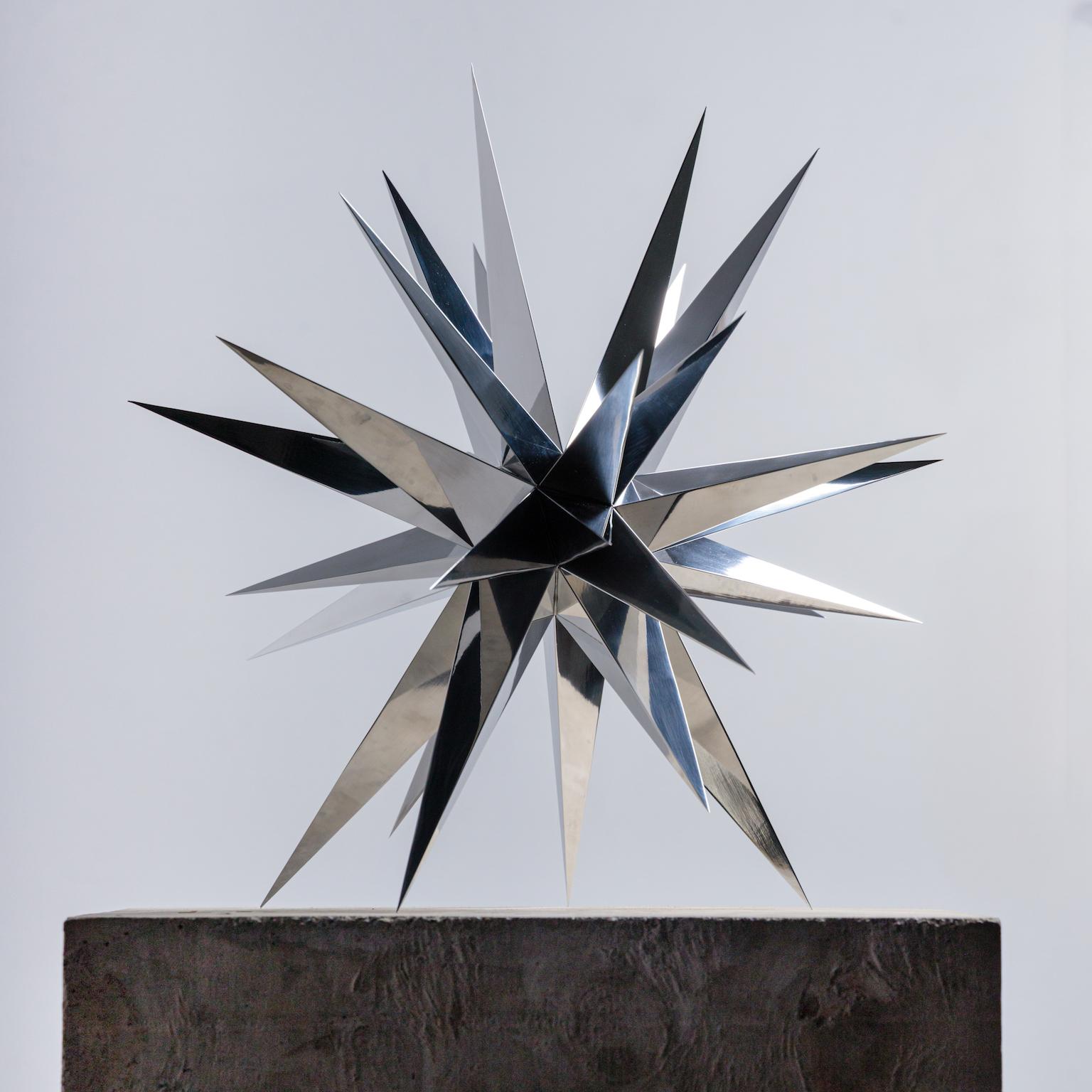 Norman Mooney Abstract Sculpture - "Dark Star #2", Organic, Abstract, Aluminum Metal Sculpture, Tabletop Size