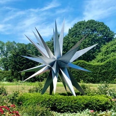"Dark Star", Abstract Metal Sculpture in Silver High-Polish Aluminum