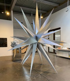 "Dark Star", Abstract Metal Sculpture in Silver High-Polish Aluminum