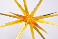 "Glass Windseed" Cast Glass Tabletop Sculpture, Orange, Abstract