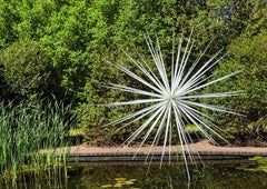 "Semillas de viento", Escultura grande de aluminio para exterior, Abstracta, Blanca