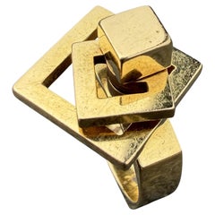 Norman N Teufel 1972 Vintage Spinner Ring 18k Yellow Gold Squares sz 6.5 11.1g