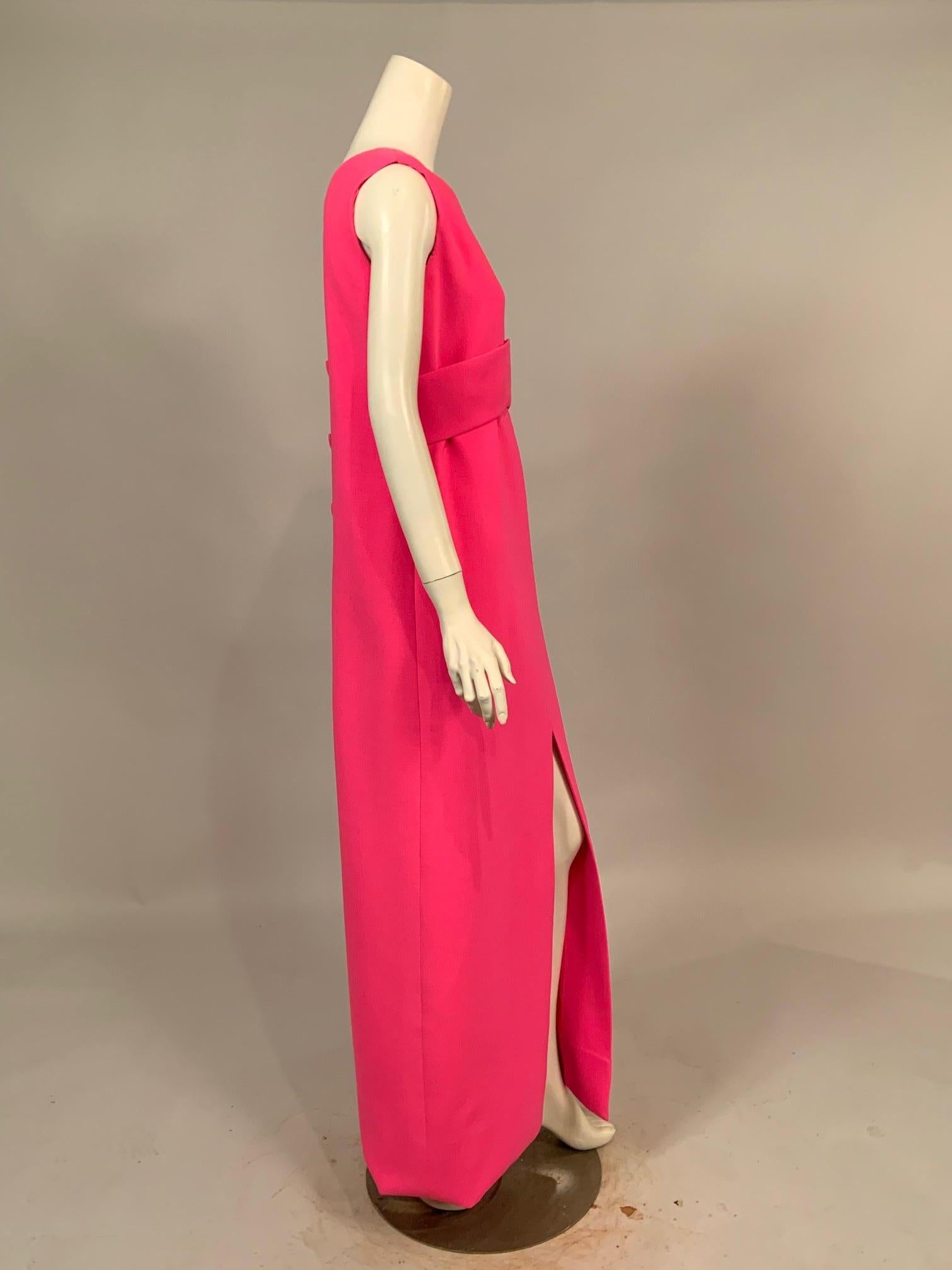 Norman Norell 1960's Classic Hot Pink Wolle Crepe Abendkleid mit Empire-Taille im Zustand „Hervorragend“ in New Hope, PA