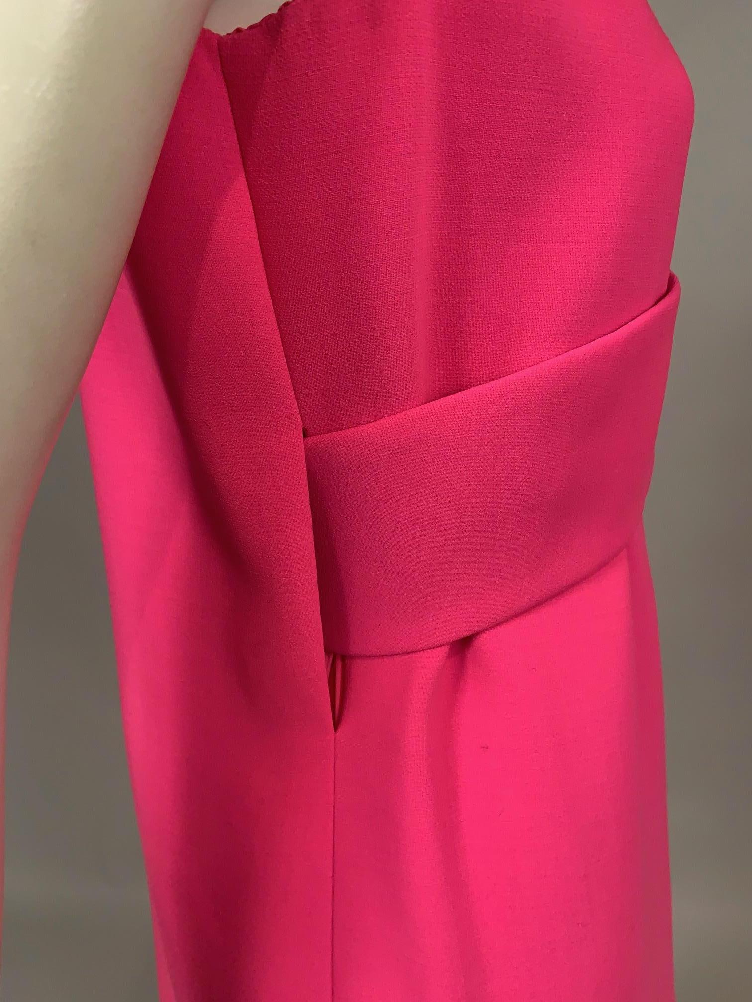 Norman Norell 1960's Classic Hot Pink Wolle Crepe Abendkleid mit Empire-Taille Damen