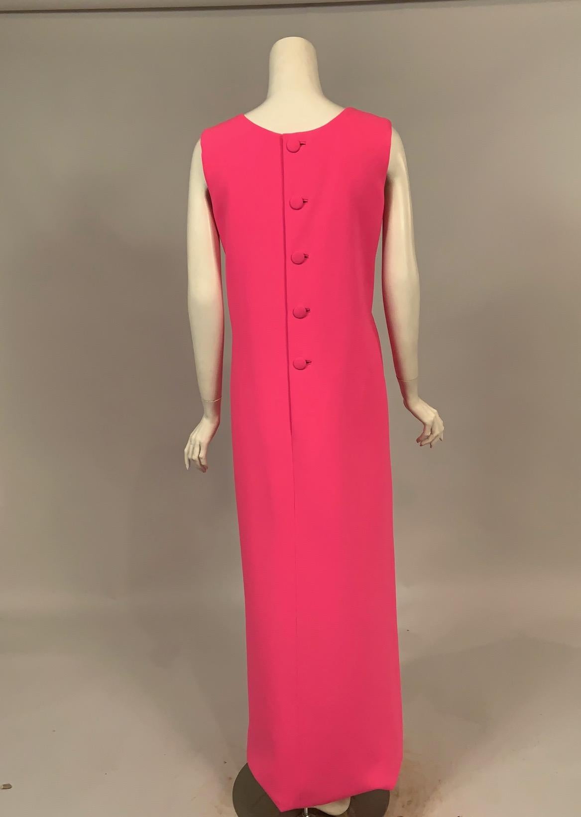 Norman Norell 1960's Classic Hot Pink Wolle Crepe Abendkleid mit Empire-Taille 1