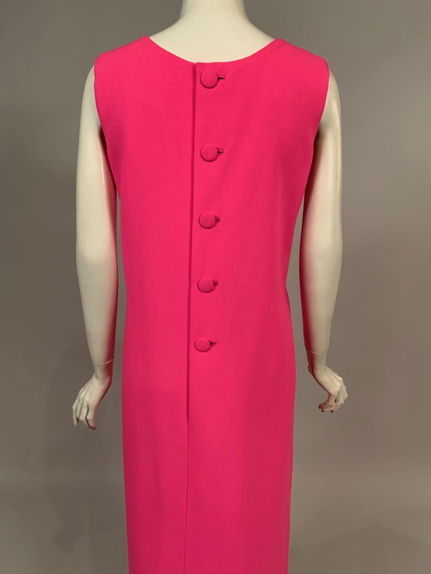 Norman Norell 1960's Classic Hot Pink Wool Crepe Evening Dress with Empire Waist In Excellent Condition In New Hope, PA