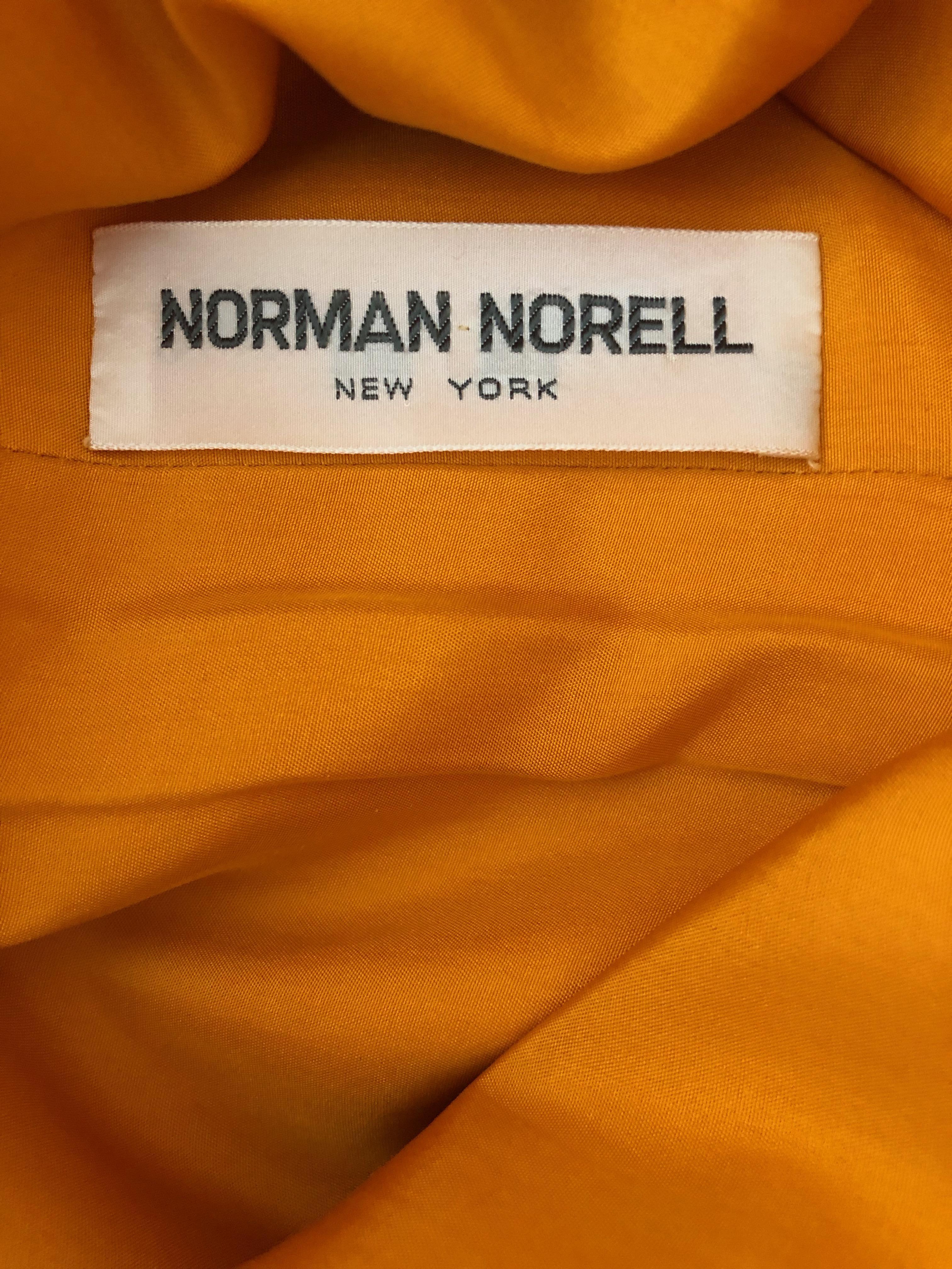 Norman Norell 1960's Sleeveless Orange Shift Dress with Attached Belt For Sale 5