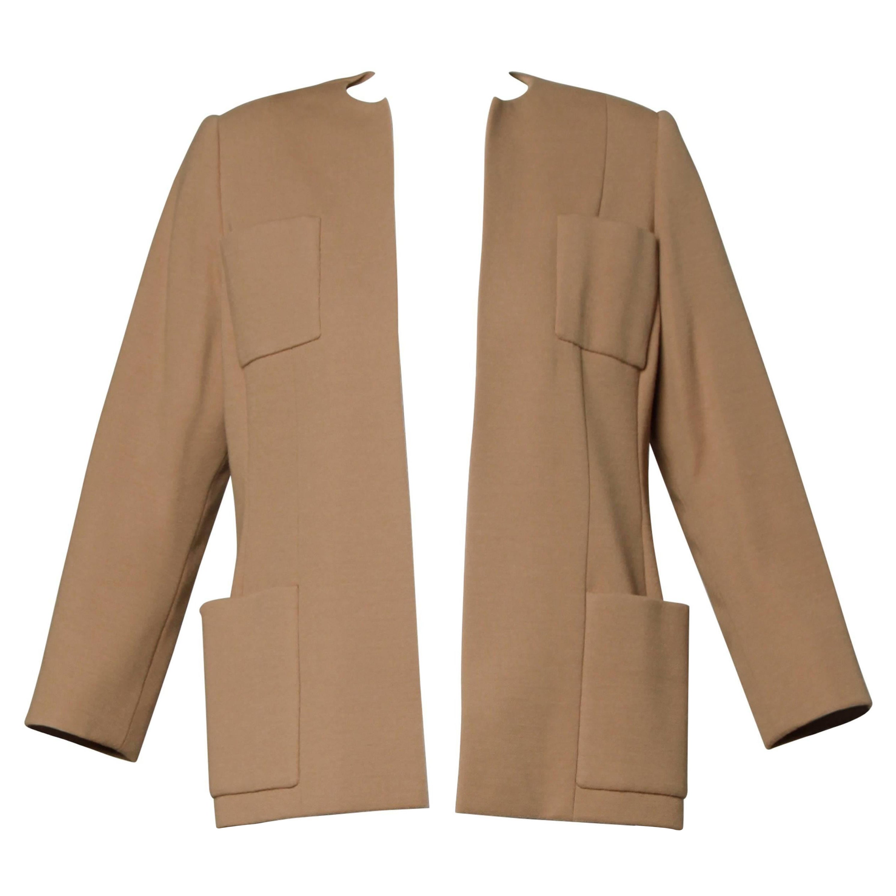 Norman Norell 1960s Vintage Camel Silk + Wool Tailored Jacket