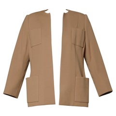 Veste sur mesure vintage Norman Norell des années 1960, en soie et laine couleur camel