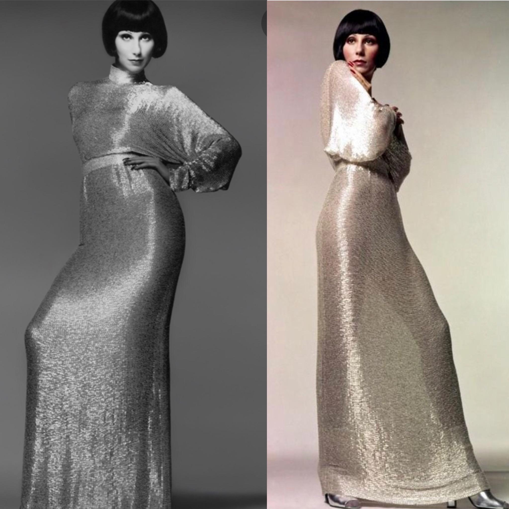 Norman Norell Black Bugle Bead Mermaid Dress as Seen on Cher in Vogue
American Fashion legend Norman Norell was one of the first American designer’s to put his name on the label.
Known for his sequin batwing mermaid gowns, they were the price of an