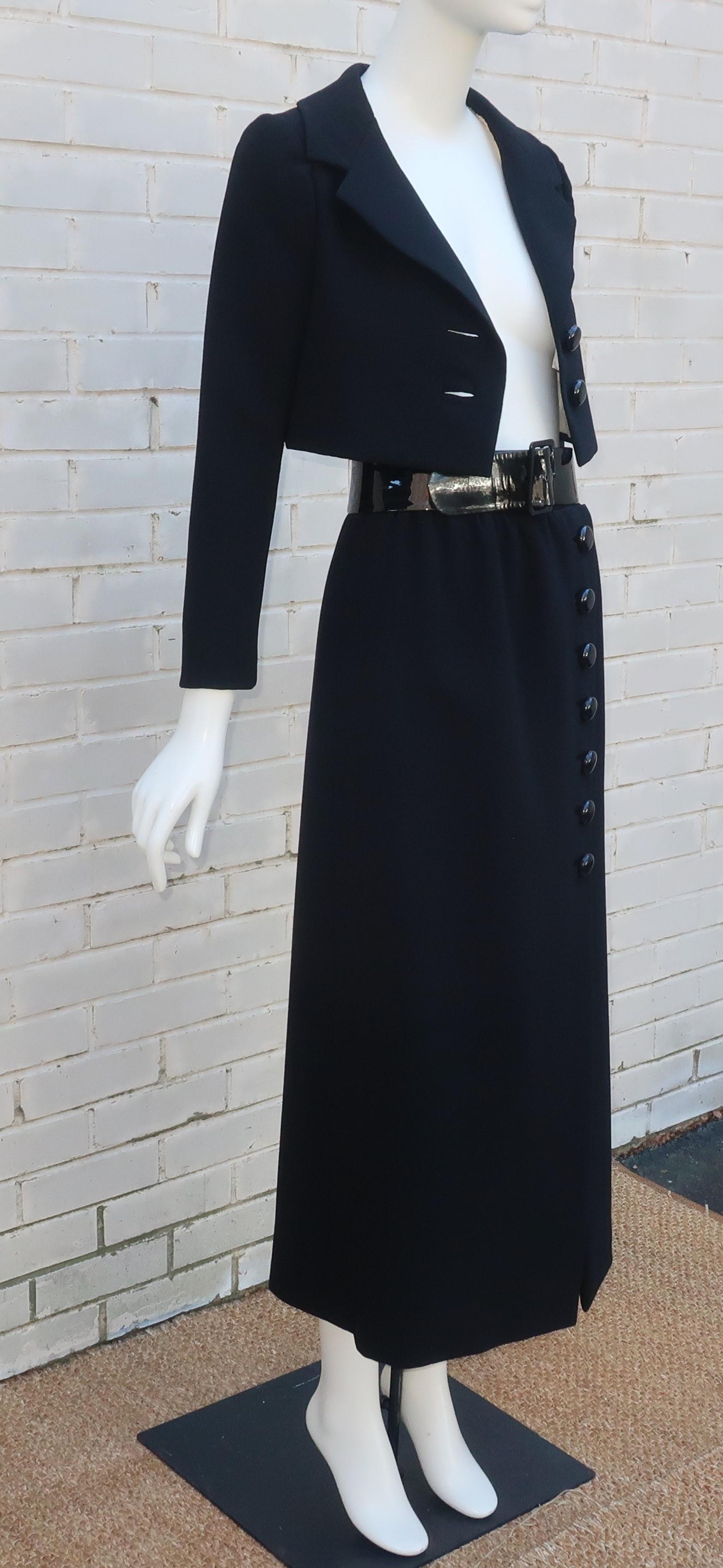 Norman Norell Belted Maxi Skirt Evening Suit With Cropped Jacket, 1968 For Sale 2