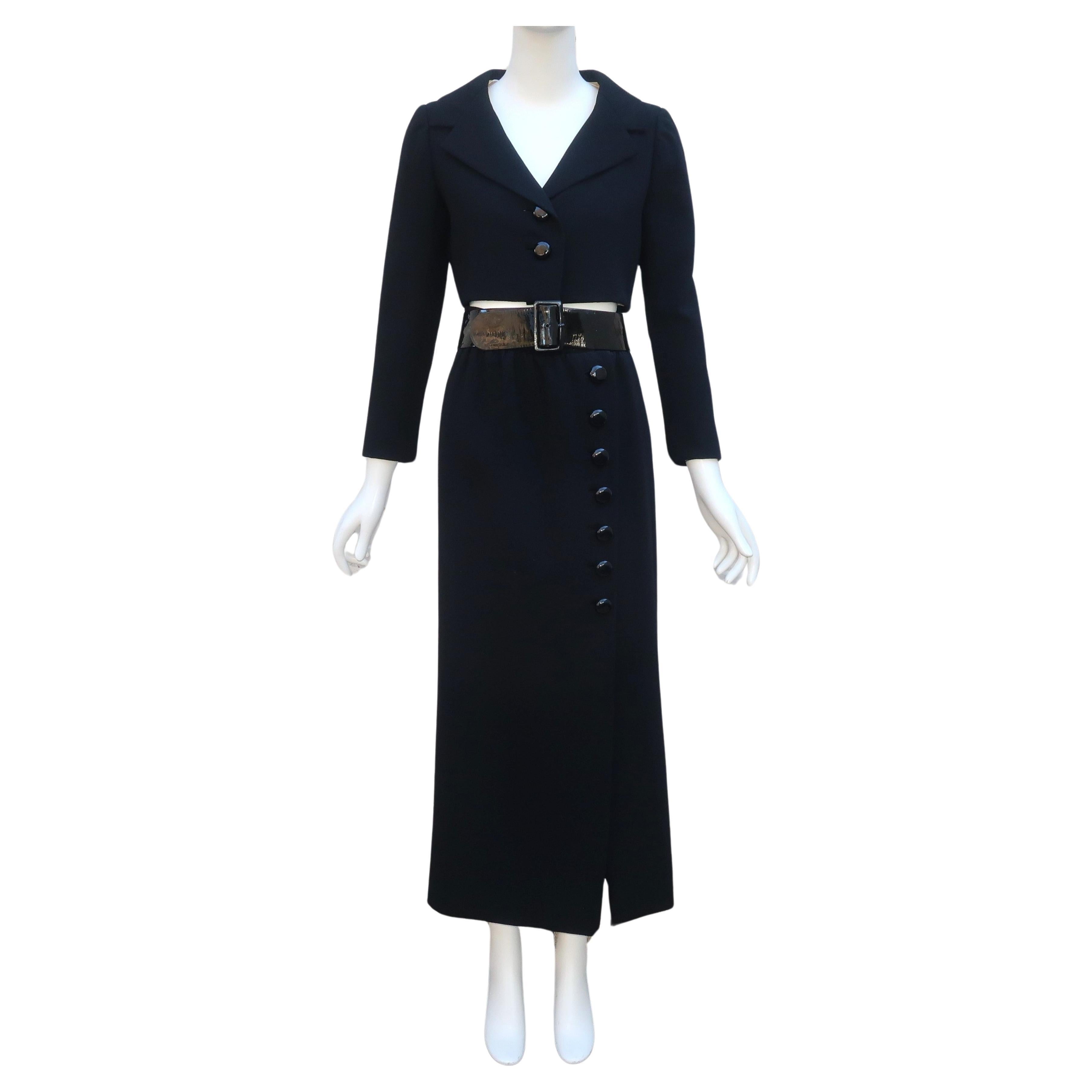Norman Norell Belted Maxi Skirt Evening Suit With Cropped Jacket, 1968 For Sale